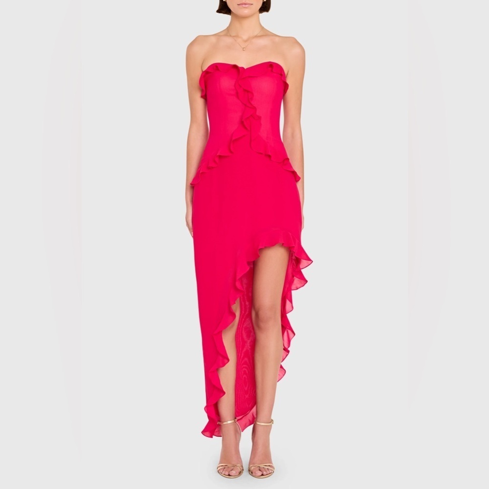 Amanda Uprichard Anessa Gown strapless midi dress high low hem‎ size medium